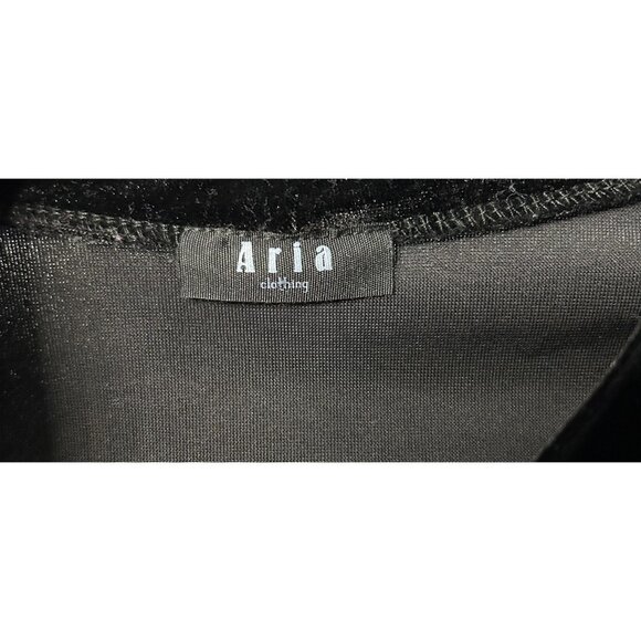 Aria Dress Womens M Black Velvet Long Sleeve Bodycon Mock Neck Witchy Romantic - Picture 9 of 12